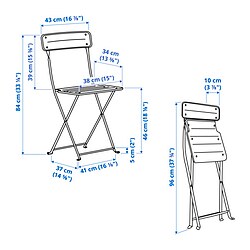 Measurement Illustration - SUNDSÖ outdoor folding chair