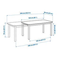Measurement Illustration - STRANDTORP/ODGER Extendable dining table and 8 chairs