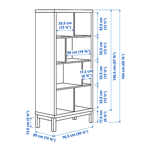 Measurement Illustration - KALLAX shelving unit with underframe