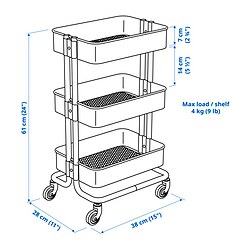 Measurement Illustration - RÅSKOG/NORRÅVA trolley with lid