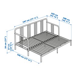 Measurement Illustration - FYRESDAL day-bed with 2 mattresses Twin