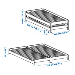 Ilustración de medidas - UTÅKER cama apilable con 2 mattresses Twin