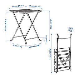 Measurement Illustration - TÄRNÖ outdoor foldable table