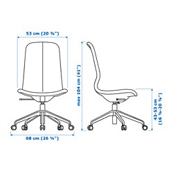 Ilustración de medidas - LÅNGFJÄLL silla de trabajo