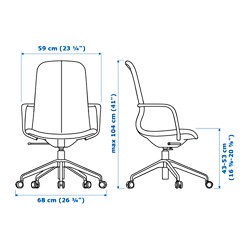 Ilustración de medidas - LÅNGFJÄLL silla de trabajo con reposabrazos