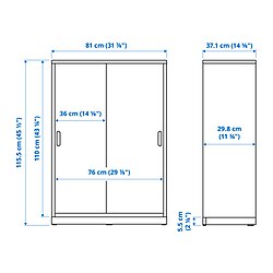 Ilustración de medidas - TONSTAD armario con puertas corredizas
