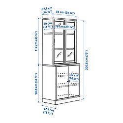 Measurement Illustration - TONSTAD storage with sliding glass doors