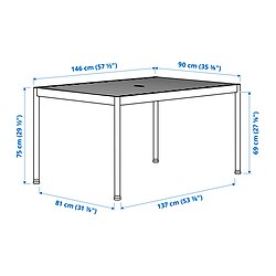 Measurement Illustration - SEGERÖN outdoor table