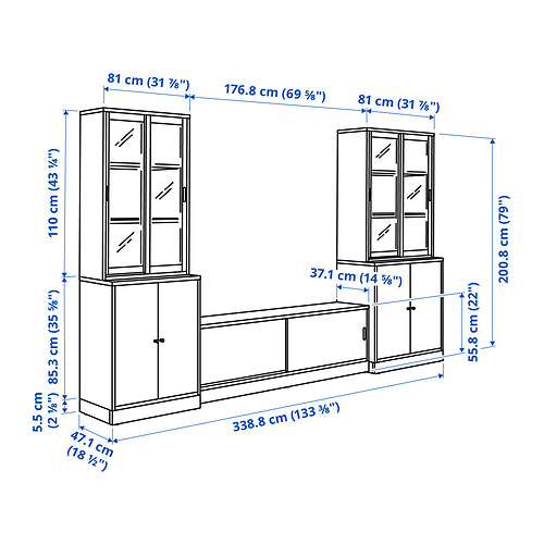 Measurement Illustration - TONSTAD TV storage combination