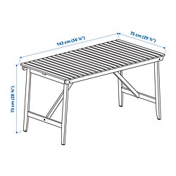 Measurement Illustration - ASKHOLMEN table and 4 folding chairs, outdoor