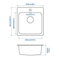Measurement Illustration - LÅNGUDDEN sink