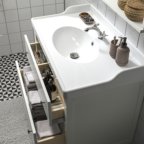 HEMNES / RUTSJÖN, Bathroom vanity with sink & faucet. 3 of 4 open dialog