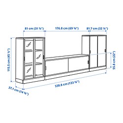Measurement Illustration - TONSTAD TV storage combo with sliding doors