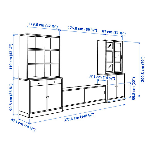 Measurement Illustration - TONSTAD TV storage combination