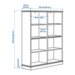 Measurement Illustration - LANESUND glas-door cabinet