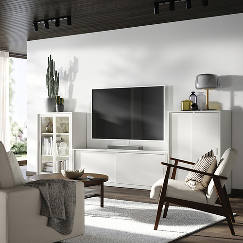 TONSTAD, TV storage combo with sliding doors. 2 of 6 open dialog
