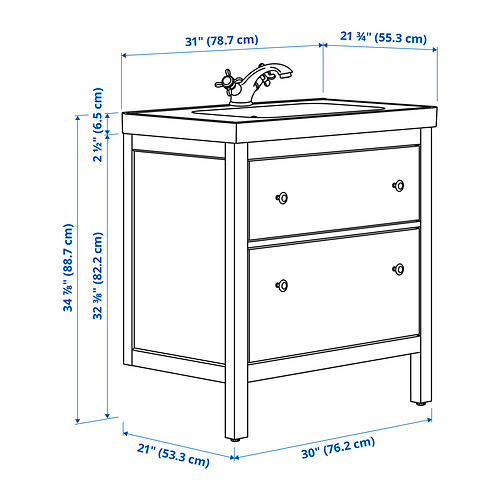 HEMNES / ORRSJÖN, armario+cajones/lavamanos/llave. 4 de 4 abrir diálogo