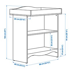 Measurement Illustration - SMÅGÖRA changing table/bookshelf