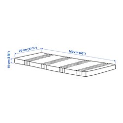 Measurement Illustration - UNDERLIG foam mattress for junior bed