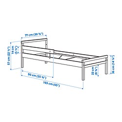 Measurement Illustration - SNIGLAR bed frame and guard rail, junior