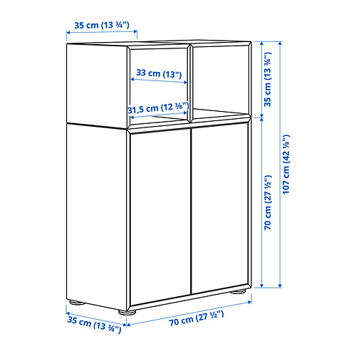 Measurement Illustration - EKET storage combination with feet