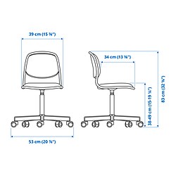 Ilustración de medidas - ÖRFJÄLL silla de escritorio para niños