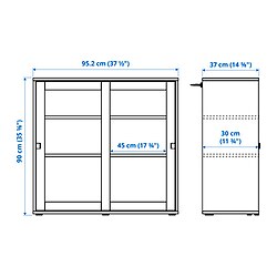 Ilustración de medidas - VIHALS vitrina con puertas corredizas