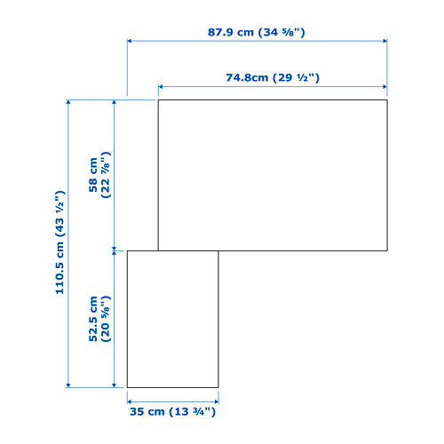 Illustration with measurements for the product: PAX.