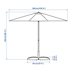 Measurement Illustration - JOGGESÖ/IGGÖN umbrella with base