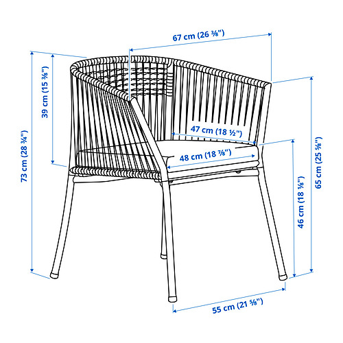 SEGERÖN, mesa y 6 sillas con reposabrazos, exterior. 4 de 4 abrir diálogo