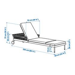 Ilustración de medidas - SEGERÖN tumbona exterior