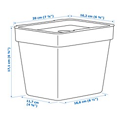 Ilustración de medidas - HÅLLBAR cubo con tapa