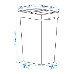 Ilustración de medidas - HÅLLBAR cubo con tapa