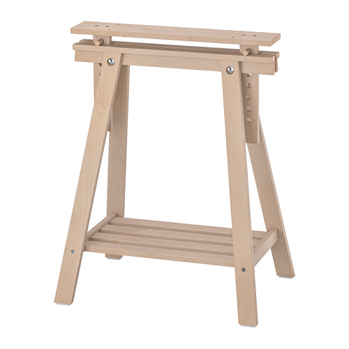 LAGKAPTEN: mesa de caballete de madera clara con tapa ajustable.