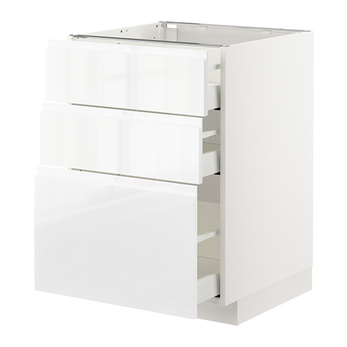 Un mueble de cocina METOD blanco con varios cajones y un diseño elegante.