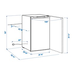 Measurement Illustration - LAGAN fridge with freezer compartment