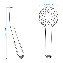 Measurement Illustration - LILLREVET single-spray hand held shower head