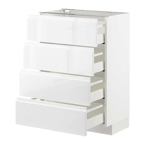 Mueble de cocina METOD blanco, cuatro cajones, elegante y moderno.
