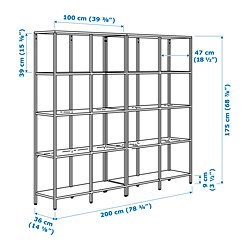 Ilustración de medidas - VITTSJÖ combinación de estanterías