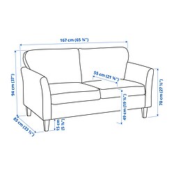 Measurement Illustration - EKHOLMA 2 seat sofa