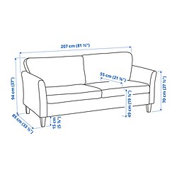 Measurement Illustration - EKHOLMA 3 seat sofa