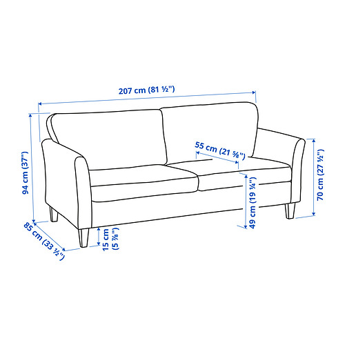 EKHOLMA, 3 seat sofa. 6 of 6 open dialog