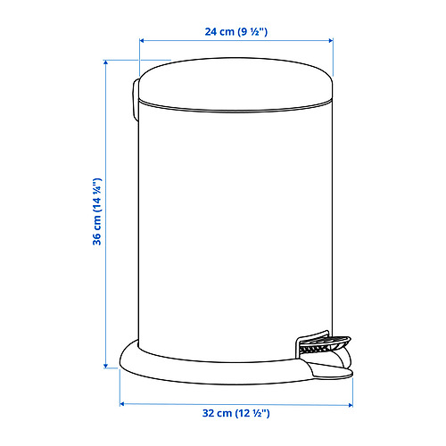 Ilustración con medidas del producto: GÅNGSKYFFEL.