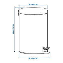 Ilustración de medidas - STENTRAPPA cubo con pedal