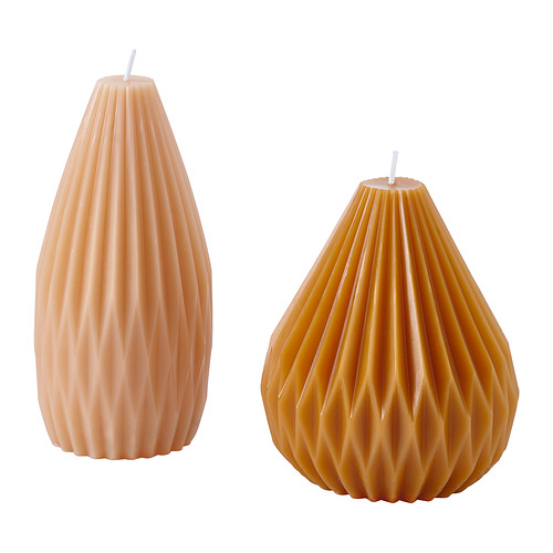 HÖSTAGILLE, unscented pillar candle, set of 2. 1 of 3 open dialog