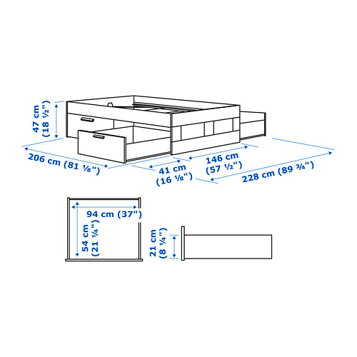 Illustration with measurements for the product: BRIMNES.