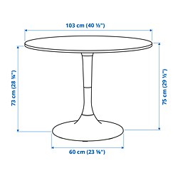 Measurement Illustration - DOCKSTA/TOBIAS round dining table and 4 chairs