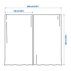 Ilustración de medidas - LENDA cortinas con tiras, 1 par