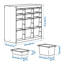 Measurement Illustration - TROFAST storage combination with boxes