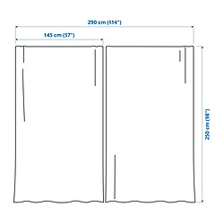 Measurement Illustration - SNÖRUTA sheer curtains, 1 pair